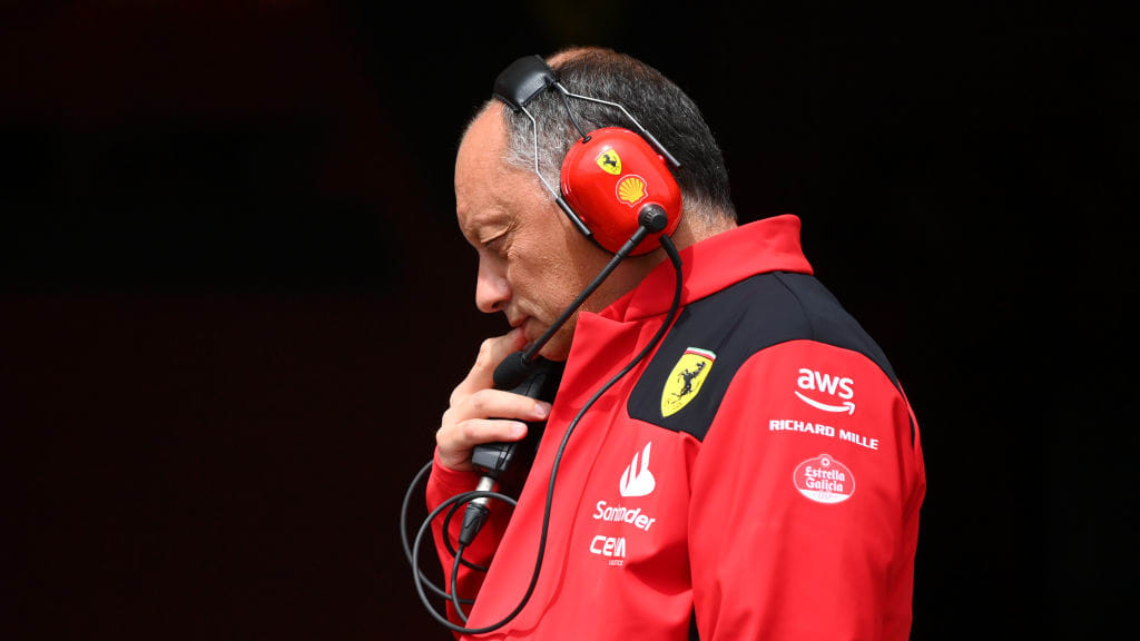 BAKU, AZERBAIJAN - APRIL 28: Ferrari Team Principal Frederic Vasseur looks on prior to practice
