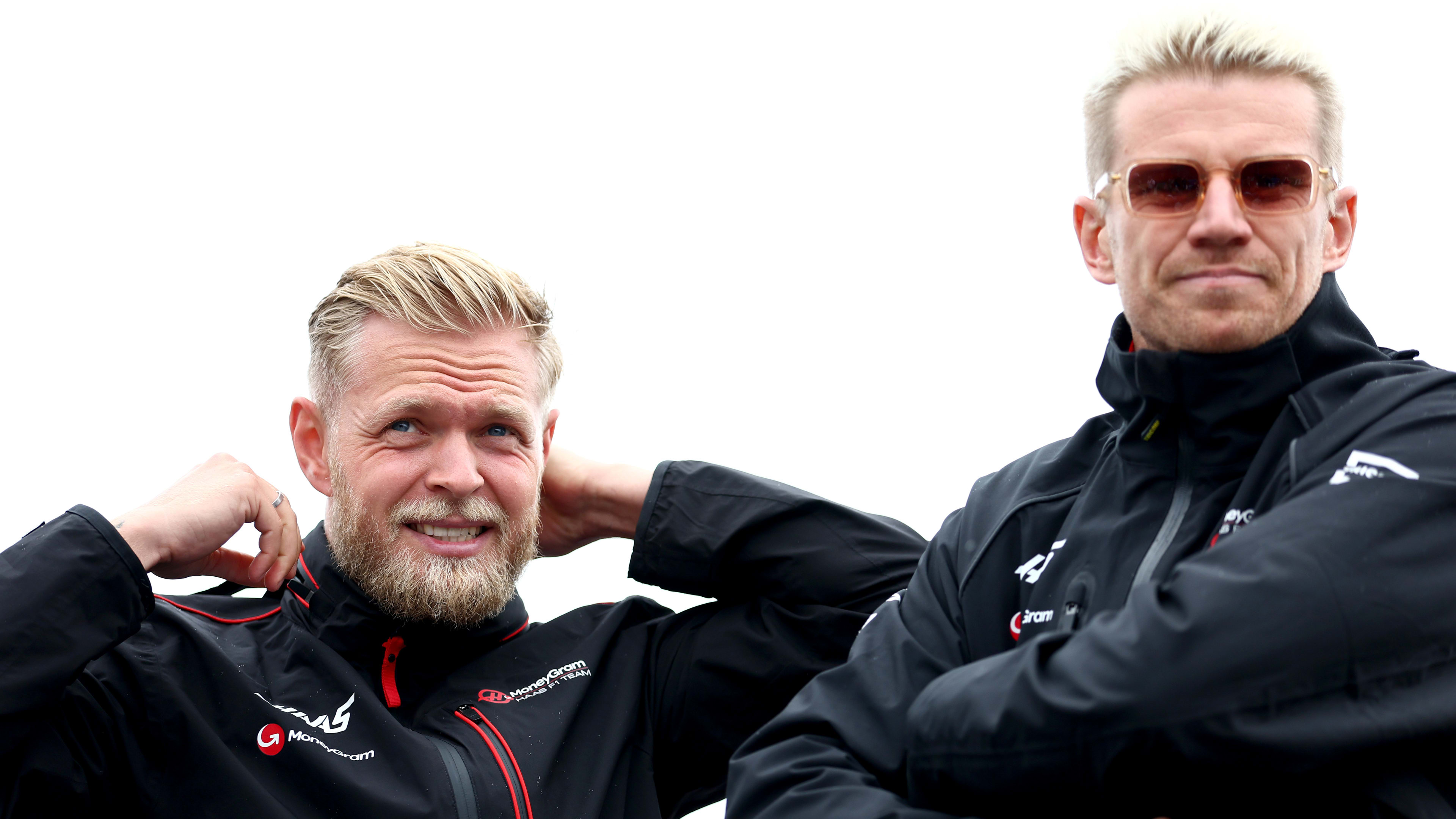 ZANDVOORT, NETHERLANDS - AUGUST 27: Kevin Magnussen of Denmark and Haas F1 and Nico Hulkenberg of